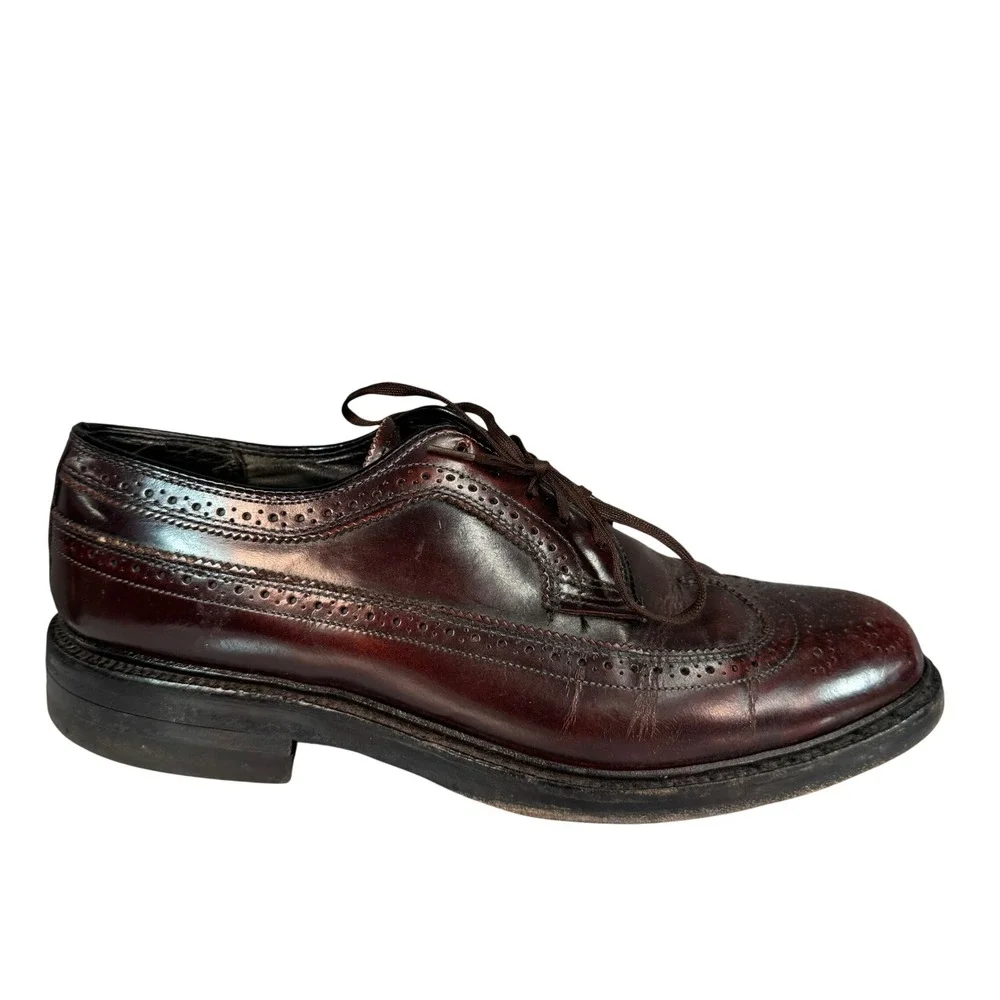 Vintage Florsheim Imperial Kenmoor Burgundy Wingtip Longwing Blucher Shoes 8